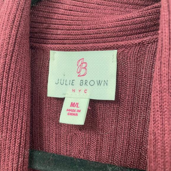 Julie Brown Open Front Long Burgundy Cardigan Medium / Large - Picture 6 of 6
